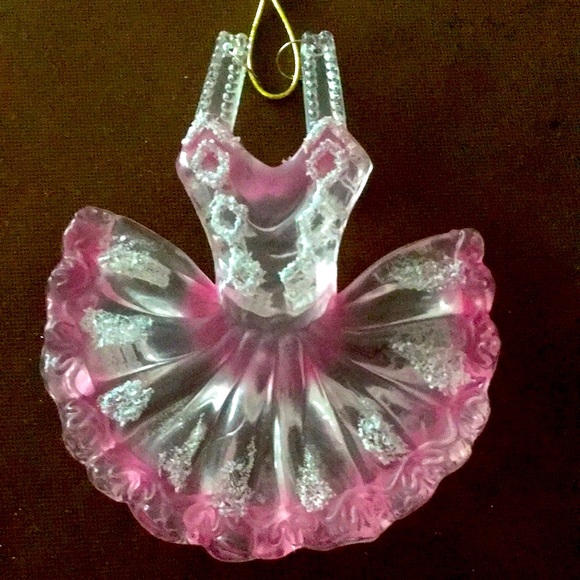 NWOT: Ballerina Dress Ornament - Pink/Clear Acrylic - 4.5"x4.75" - Picture 1 of 6